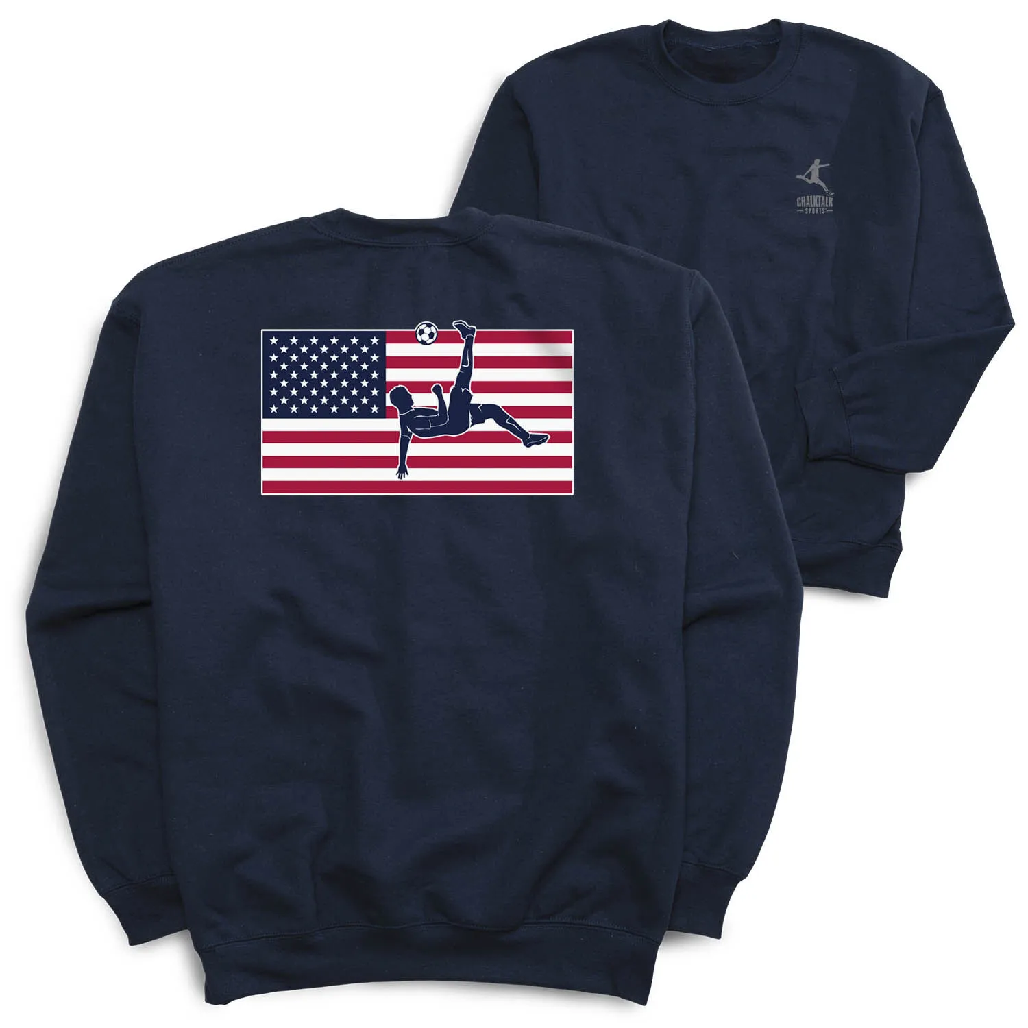 Soccer Crewneck Sweatshirt - Patriotic Soccer (Back Design) 